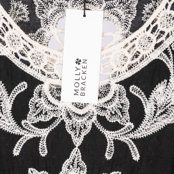 Molly Bracken Womens SZ MEDIUM Boho Blouse Lace Crochet Festival Feminine Floral - Picture 6 of 7